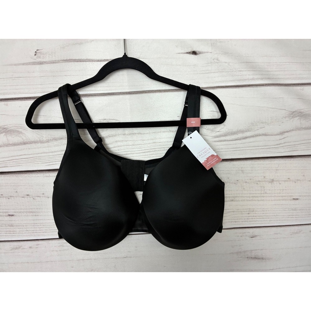 Cacique Modern Collection Lightly Lined Full Coverage Underwire Bra Black 46D